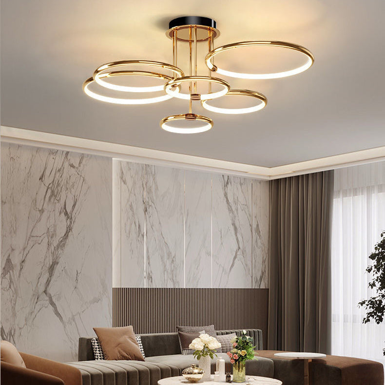 Modern Luxury Round Aluminum Silicone LED Semi-Flush Mount Ceiling Light