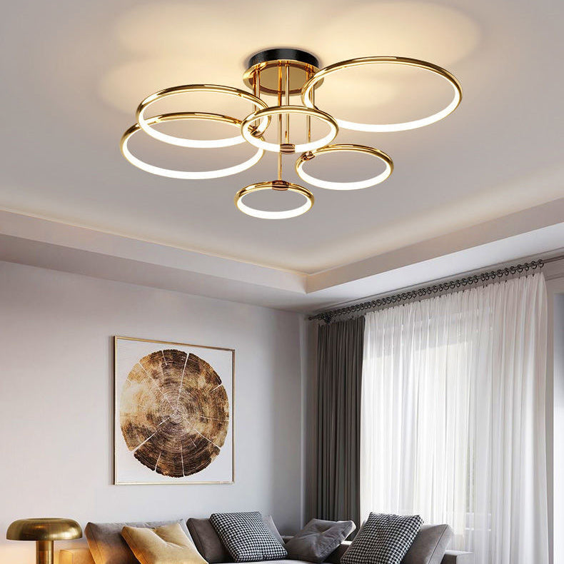 Modern Luxury Round Aluminum Silicone LED Semi-Flush Mount Ceiling Light