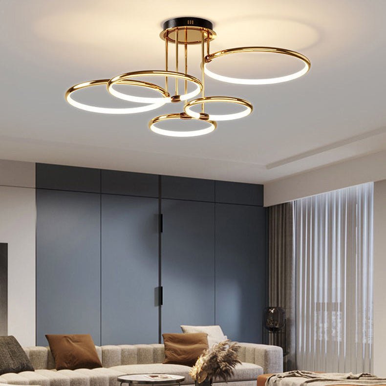 Modern Luxury Round Aluminum Silicone LED Semi-Flush Mount Ceiling Light