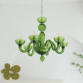 Traditional French Curved Iron Glass 6-Light Chandelier for Living Room