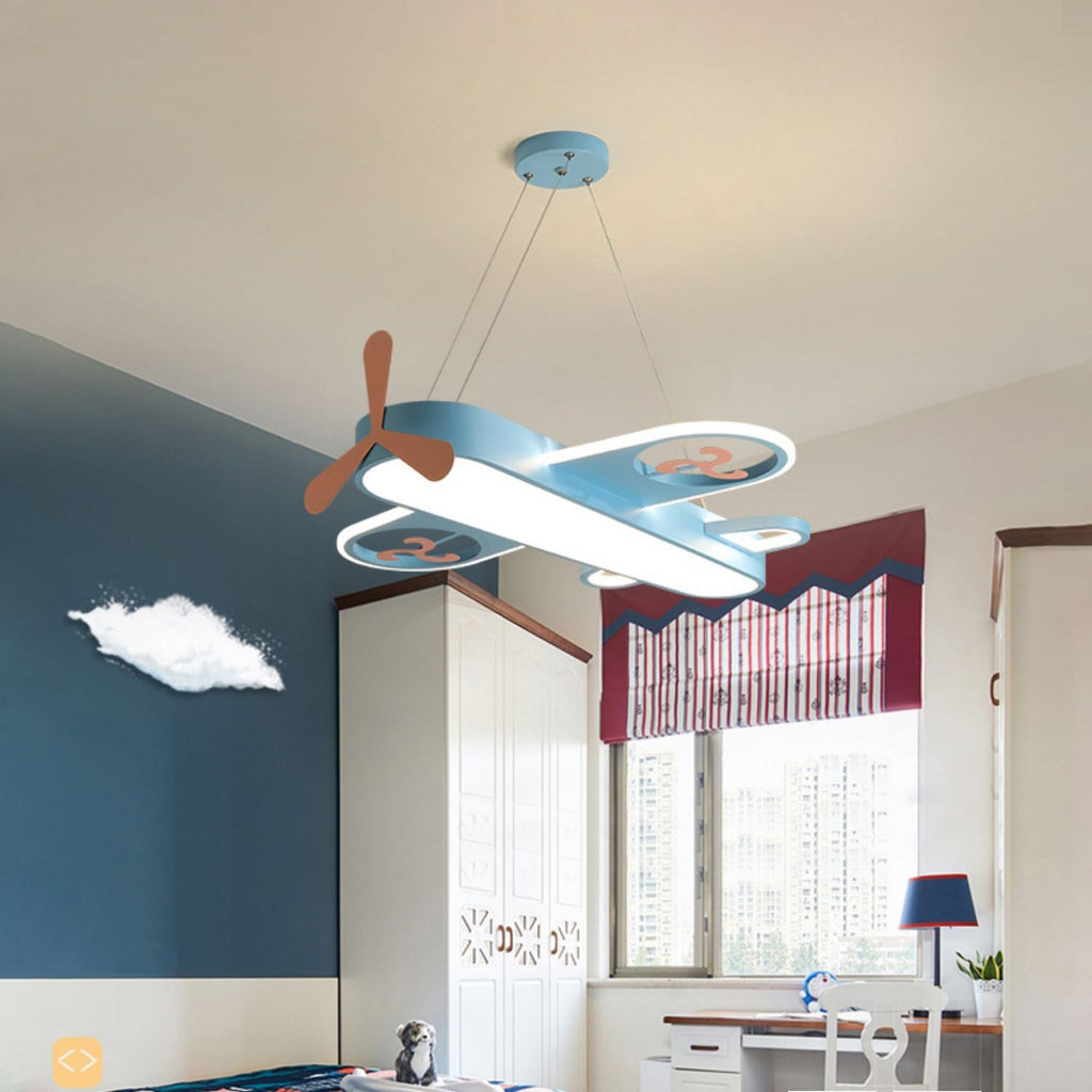 Contemporary Kids Airplane LED Chandelier | Modern Acrylic Light Fixture for Bedroom