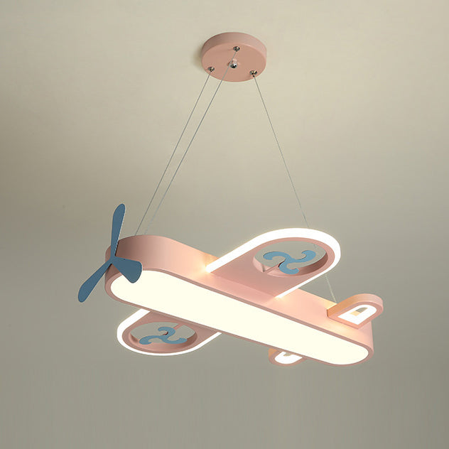 Contemporary Kids Airplane LED Chandelier | Modern Acrylic Light Fixture for Bedroom
