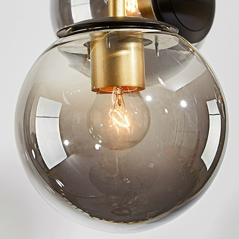 Contemporary Scandinavian Linear Round Orb Iron Glass 6-Light Chandelier Dining Room