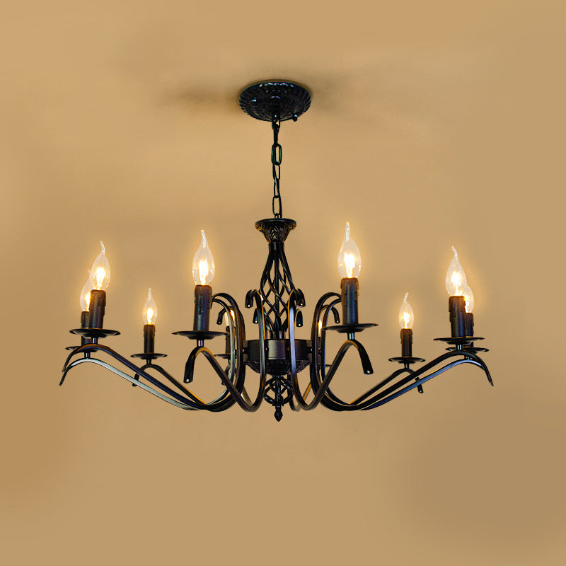 Contemporary Industrial Twig Candle Iron Chandelier - 3/5/6/8/10 Lights for Living Room