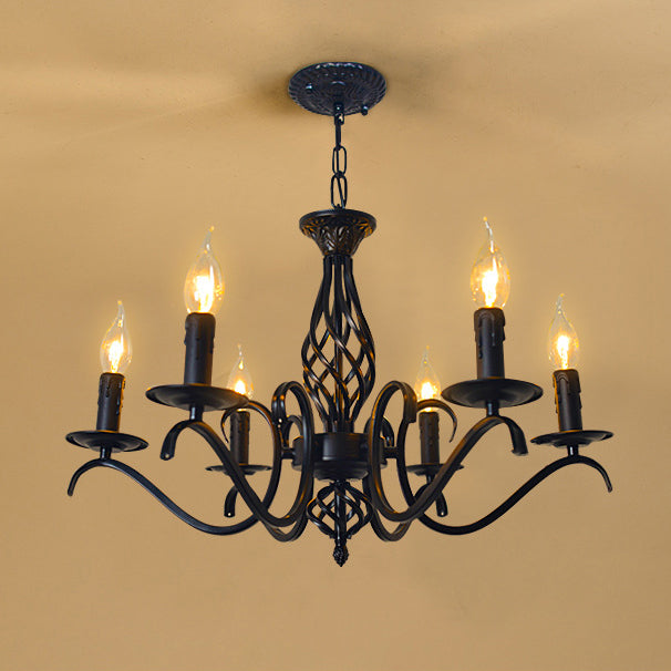 Contemporary Industrial Twig Candle Iron Chandelier - 3/5/6/8/10 Lights for Living Room