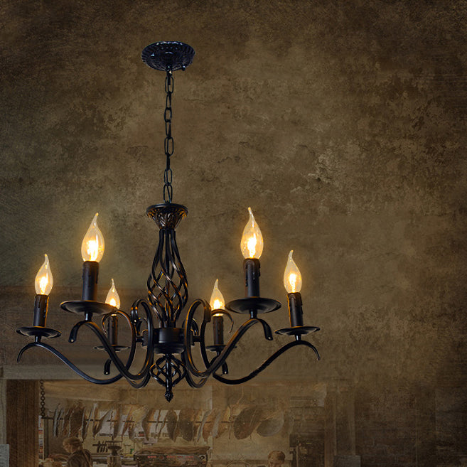 Contemporary Industrial Twig Candle Iron Chandelier - 3/5/6/8/10 Lights for Living Room