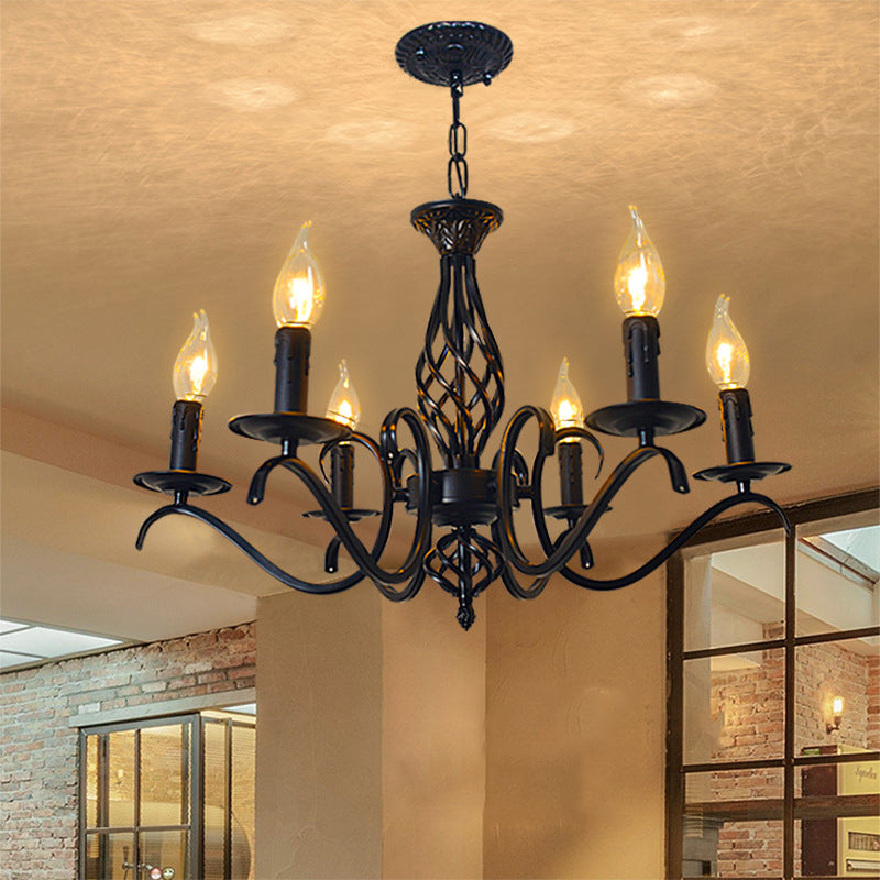 Contemporary Industrial Twig Candle Iron Chandelier - 3/5/6/8/10 Lights for Living Room