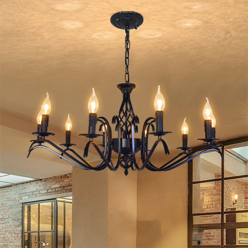 Contemporary Industrial Twig Candle Iron Chandelier - 3/5/6/8/10 Lights for Living Room