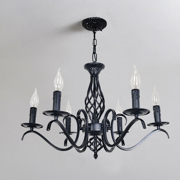 Contemporary Industrial Twig Candle Iron Chandelier - 3/5/6/8/10 Lights for Living Room