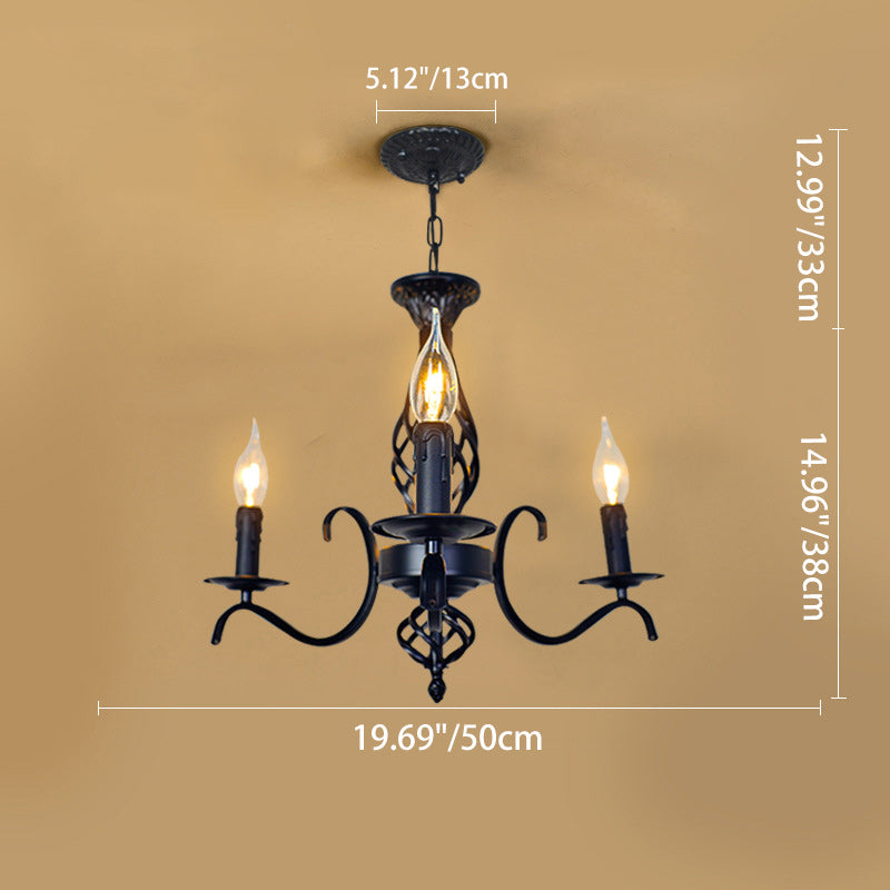 Contemporary Industrial Twig Candle Iron Chandelier - 3/5/6/8/10 Lights for Living Room