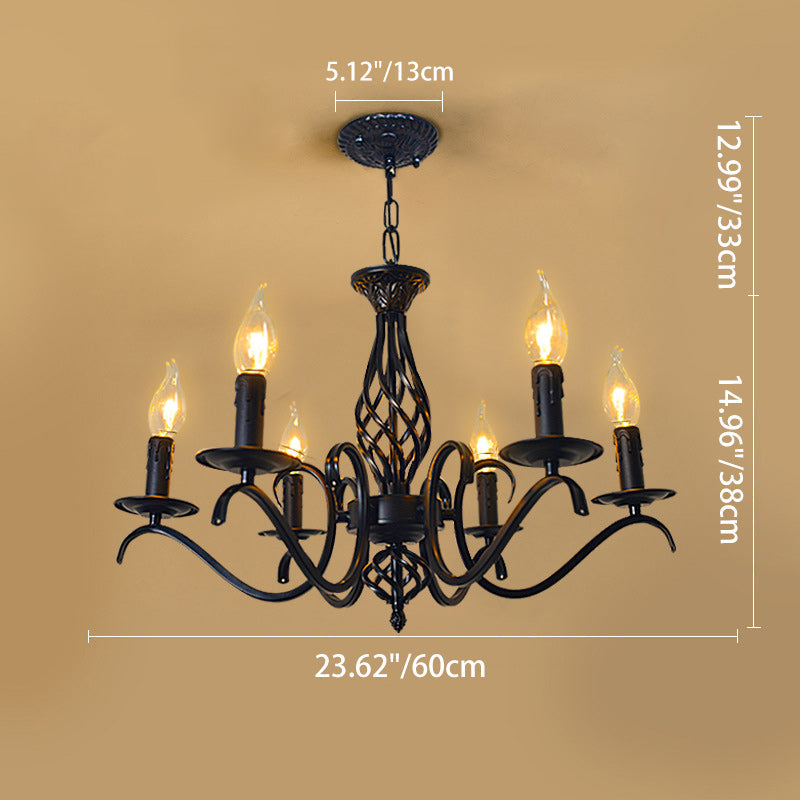 Contemporary Industrial Twig Candle Iron Chandelier - 3/5/6/8/10 Lights for Living Room