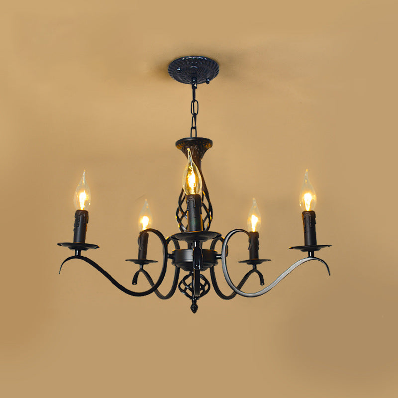 Contemporary Industrial Twig Candle Iron Chandelier - 3/5/6/8/10 Lights for Living Room