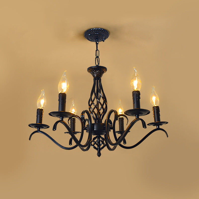Contemporary Industrial Twig Candle Iron Chandelier - 3/5/6/8/10 Lights for Living Room