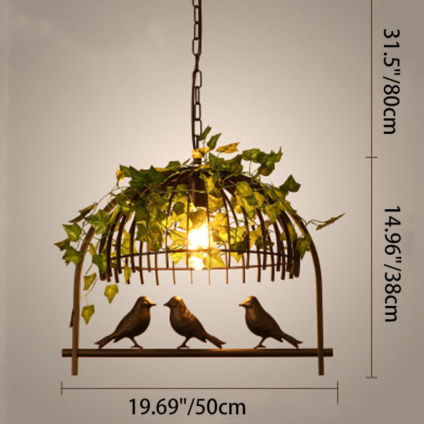 Contemporary Industrial Birdcage Chandelier - Rectangle Linear Design for Dining Room, Iron 1/4 Light Fixture