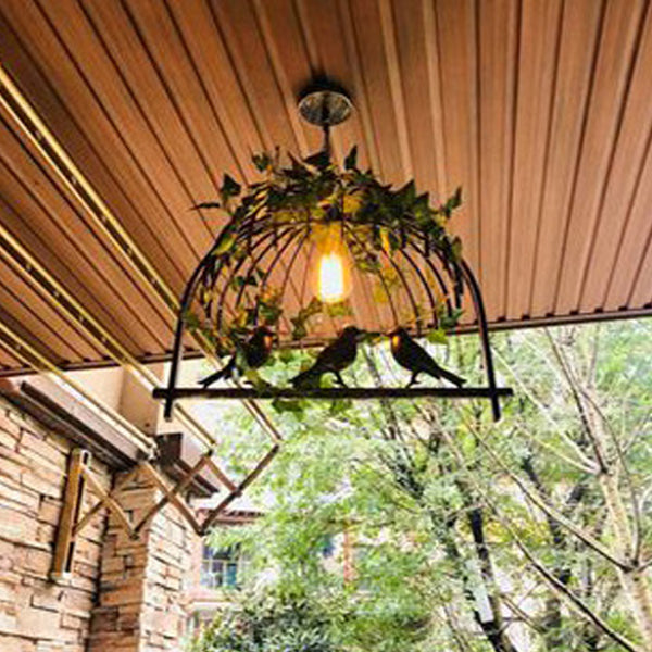Contemporary Industrial Birdcage Chandelier - Rectangle Linear Design for Dining Room, Iron 1/4 Light Fixture