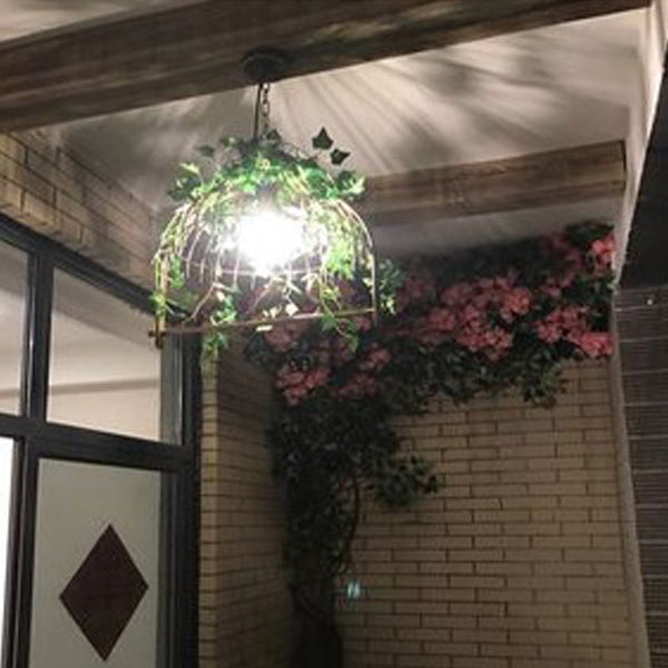 Contemporary Industrial Birdcage Chandelier - Rectangle Linear Design for Dining Room, Iron 1/4 Light Fixture