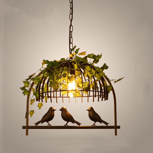 Contemporary Industrial Birdcage Chandelier - Rectangle Linear Design for Dining Room, Iron 1/4 Light Fixture