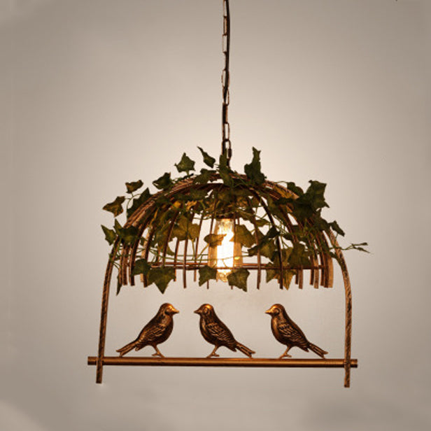 Contemporary Industrial Birdcage Chandelier - Rectangle Linear Design for Dining Room, Iron 1/4 Light Fixture