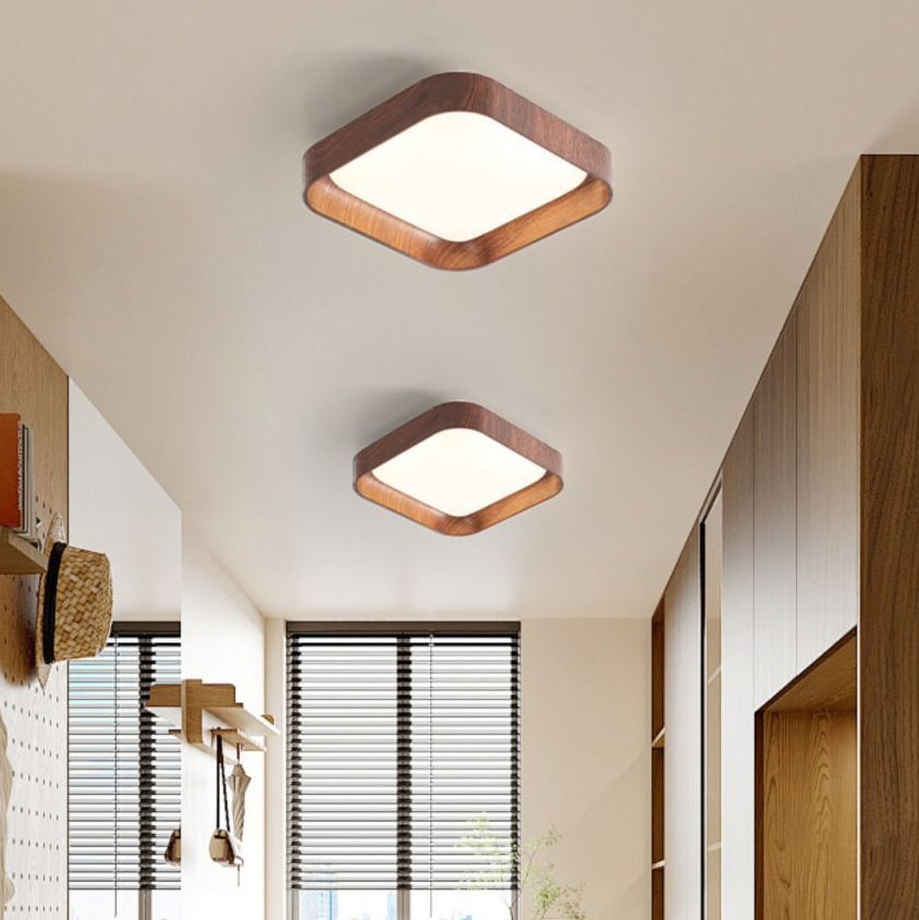 Modern Minimalist LED Flush Mount Ceiling Light - Square & Round Design for Hallway, ABS PC Material, Energy Efficient, Sleek Lighting Solution