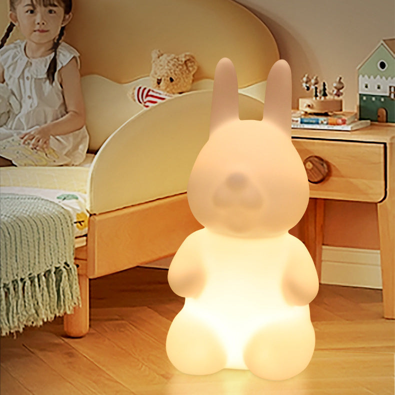Contemporary LED Floor Lamp - Modern Rabbit PE Plastic Design for Bedroom