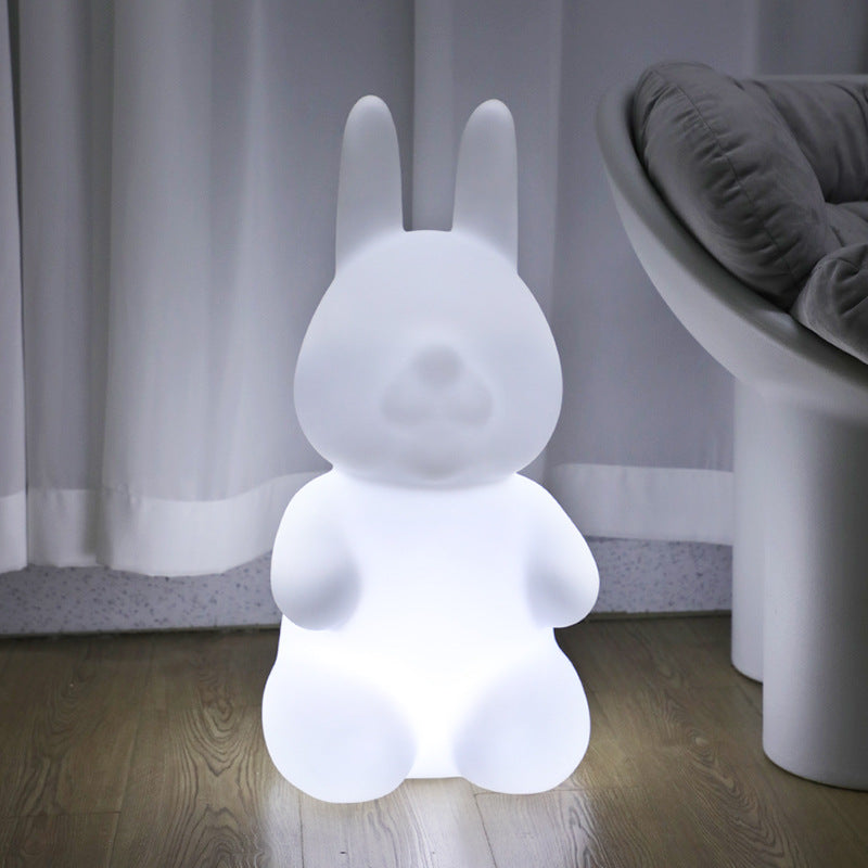 Contemporary LED Floor Lamp - Modern Rabbit PE Plastic Design for Bedroom