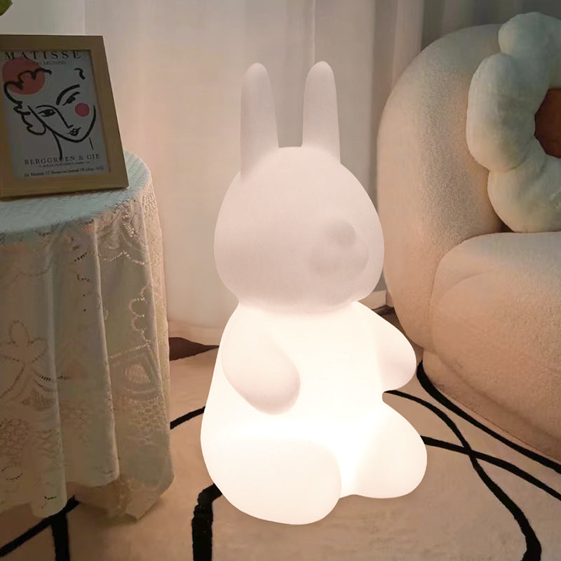 Contemporary LED Floor Lamp - Modern Rabbit PE Plastic Design for Bedroom