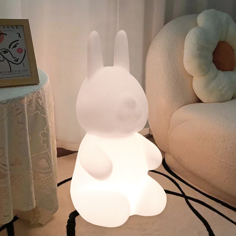 Contemporary LED Floor Lamp - Modern Rabbit PE Plastic Design for Bedroom