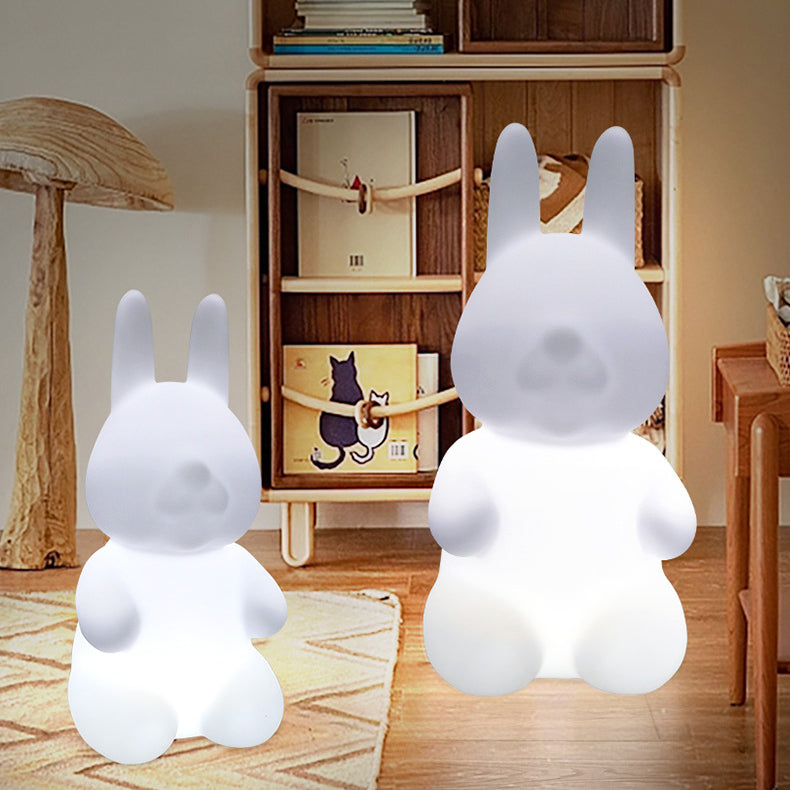 Contemporary LED Floor Lamp - Modern Rabbit PE Plastic Design for Bedroom