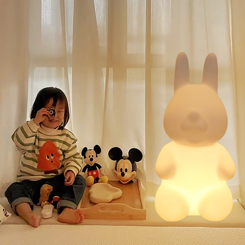 Contemporary LED Floor Lamp - Modern Rabbit PE Plastic Design for Bedroom