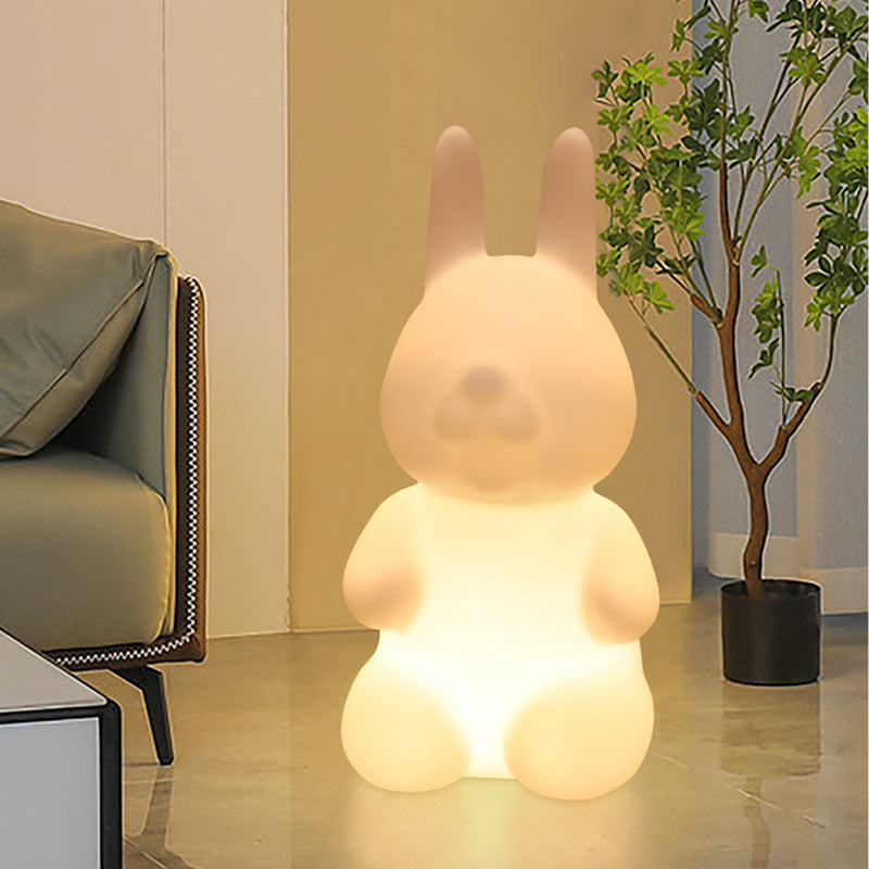 Contemporary LED Floor Lamp - Modern Rabbit PE Plastic Design for Bedroom