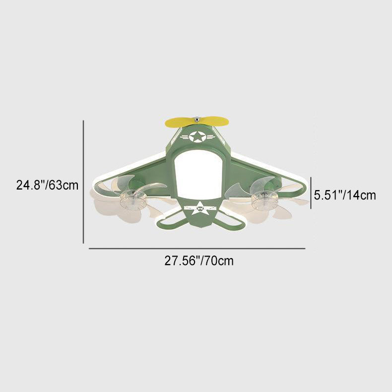 Contemporary Airplane Iron Acrylic LED Flush Mount Ceiling Fan Light for Bedroom