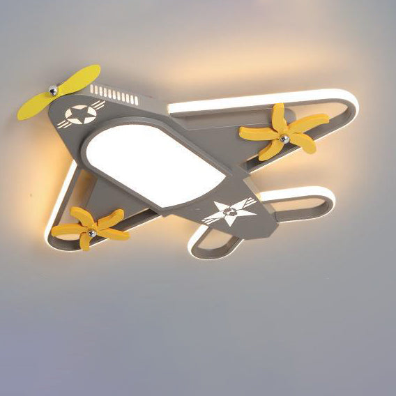 Contemporary Creative Airplane Iron Acrylic LED Flush Mount Ceiling Fan Light for Bedroom, Modern Ceiling Fan with Light, Stylish Bedroom Lighting, Unique Airplane Design, Energy-Efficient LED Ceiling Fixture, Decorative Flush Mount Fan Light, Ideal for K