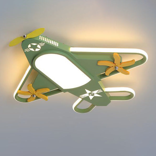 Contemporary Airplane Iron Acrylic LED Flush Mount Ceiling Fan Light for Bedroom