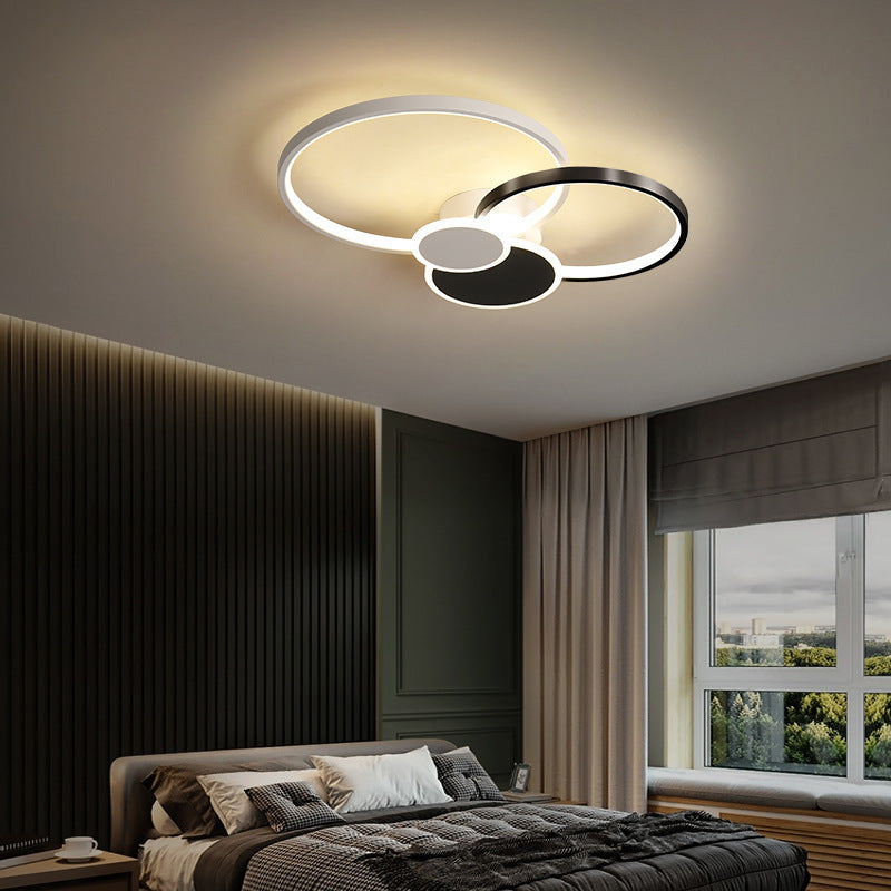 Modern Minimalist Circle LED Semi-Flush Mount Ceiling Light for Bedroom