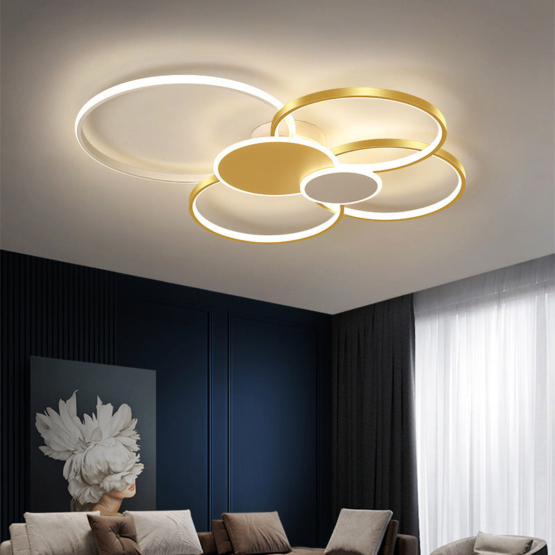 Modern Minimalist Circle LED Semi-Flush Mount Ceiling Light for Bedroom