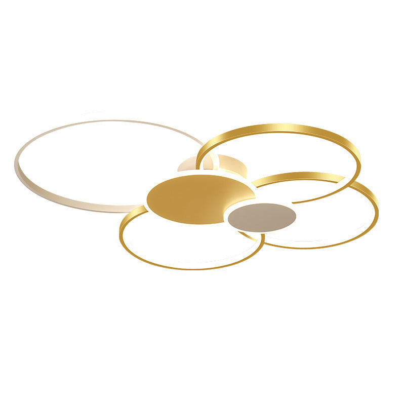 Modern Minimalist Circle LED Semi-Flush Mount Ceiling Light for Bedroom