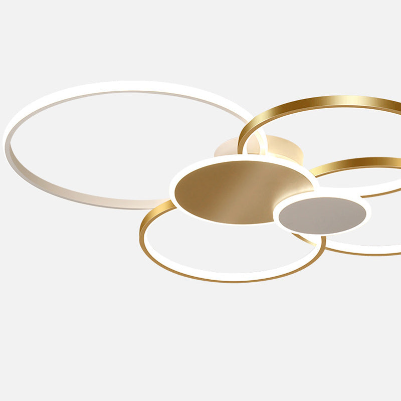 Modern Minimalist Circle LED Semi-Flush Mount Ceiling Light for Bedroom