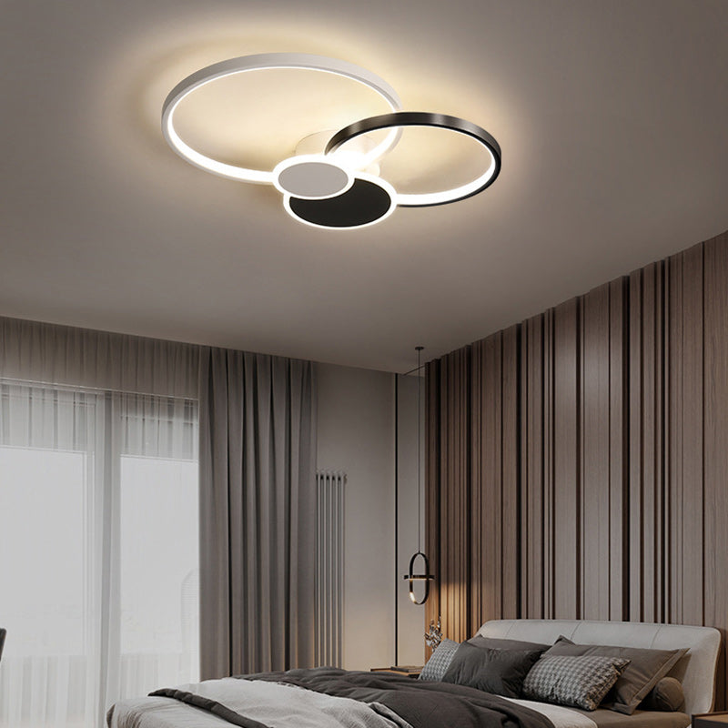 Modern Minimalist Circle LED Semi-Flush Mount Ceiling Light for Bedroom