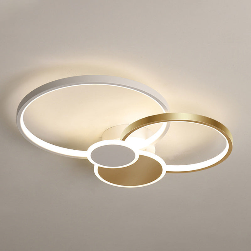 Modern Minimalist Circle LED Semi-Flush Mount Ceiling Light for Bedroom