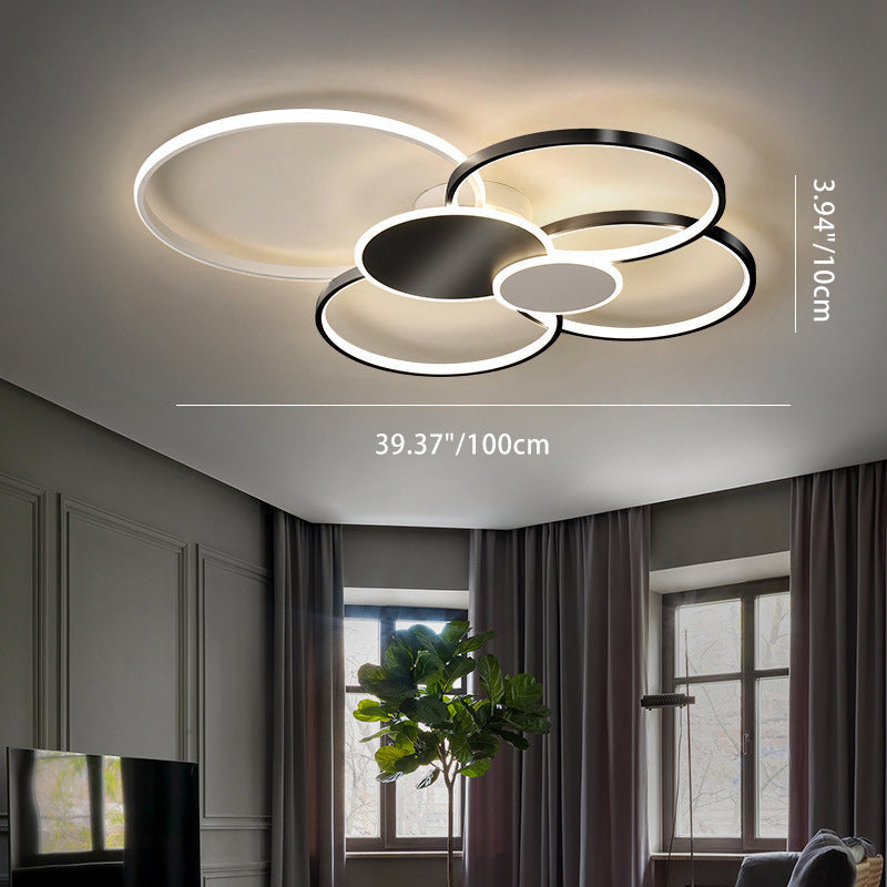 Modern Minimalist Circle LED Semi-Flush Mount Ceiling Light for Bedroom