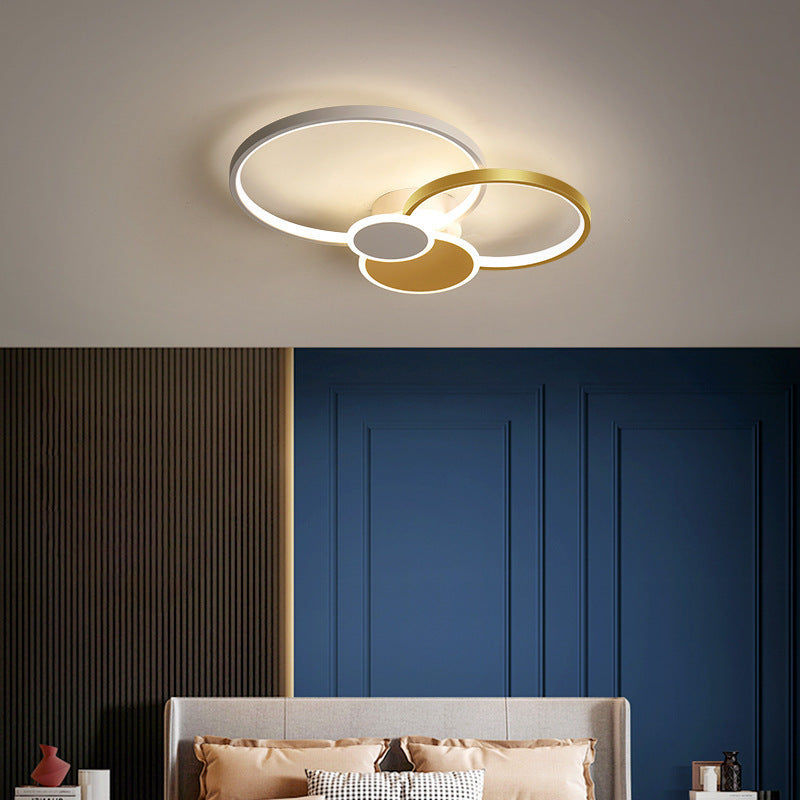 Modern Minimalist Circle LED Semi-Flush Mount Ceiling Light for Bedroom