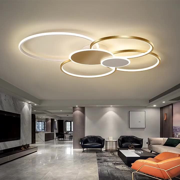 Modern Minimalist Circle LED Semi-Flush Mount Ceiling Light for Bedroom