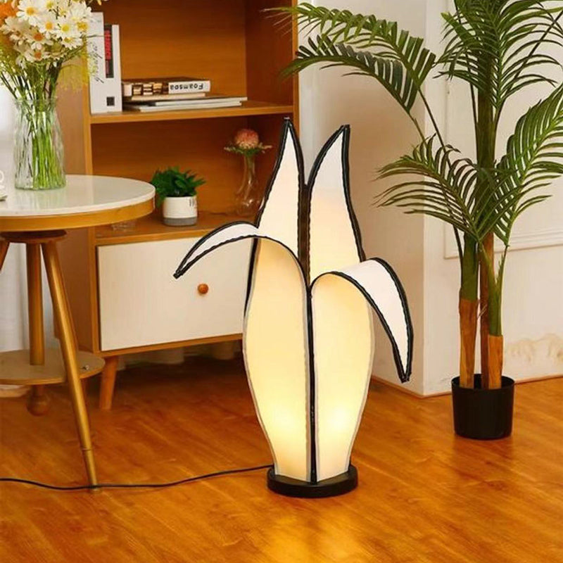 Vintage Banana Fabric LED Floor Lamp for Living Room, Retro Plastic Metal Design, Stylish Lighting Decor