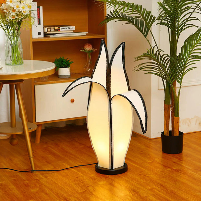 Vintage Banana Fabric LED Floor Lamp for Living Room, Retro Plastic Metal Design, Stylish Lighting Decor