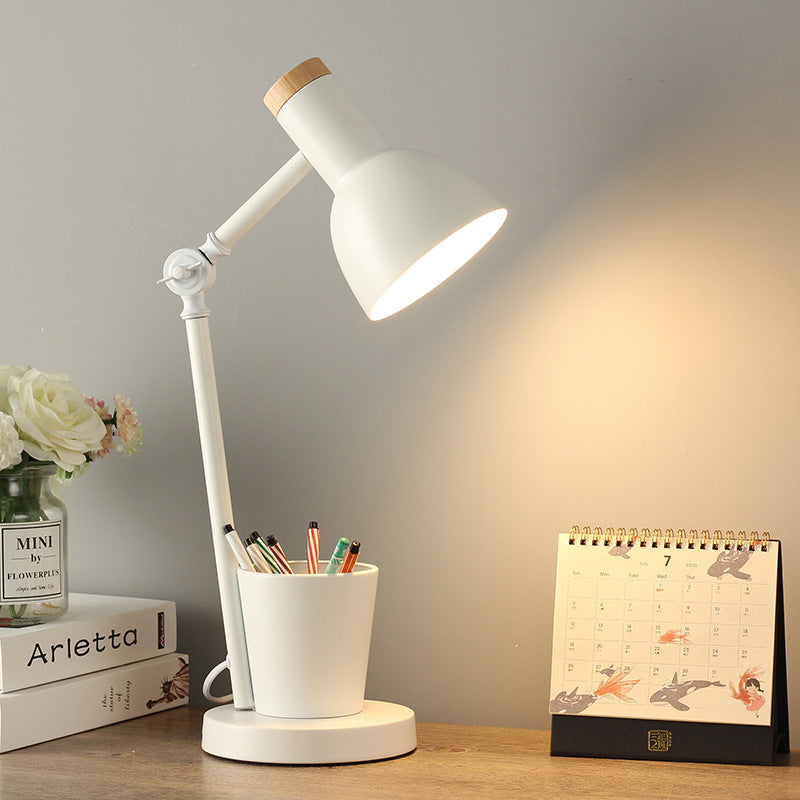 Contemporary Nordic Dome Iron Solid Wood Table Lamp - 1-Light for Bedroom