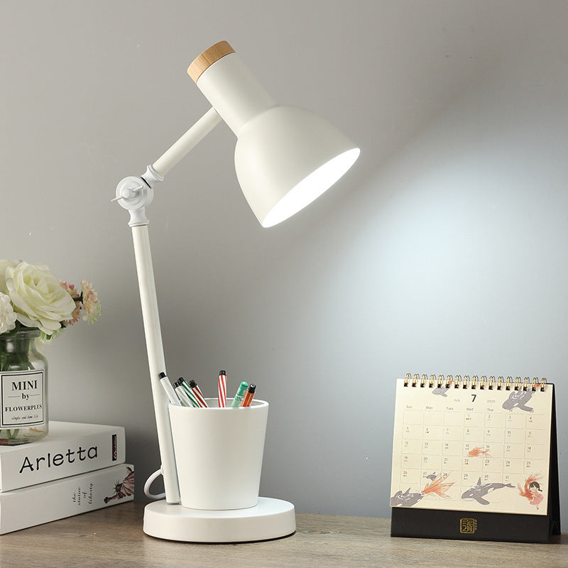 Contemporary Nordic Dome Iron Solid Wood Table Lamp - 1-Light for Bedroom