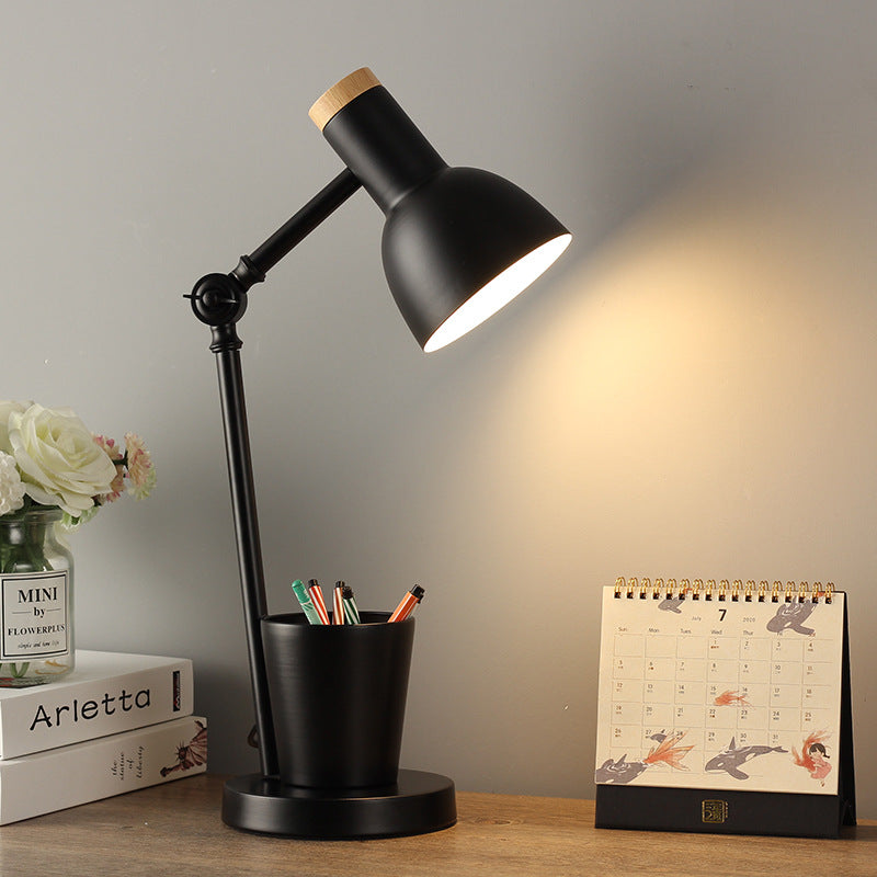 Contemporary Nordic Dome Iron Solid Wood Table Lamp - 1-Light for Bedroom