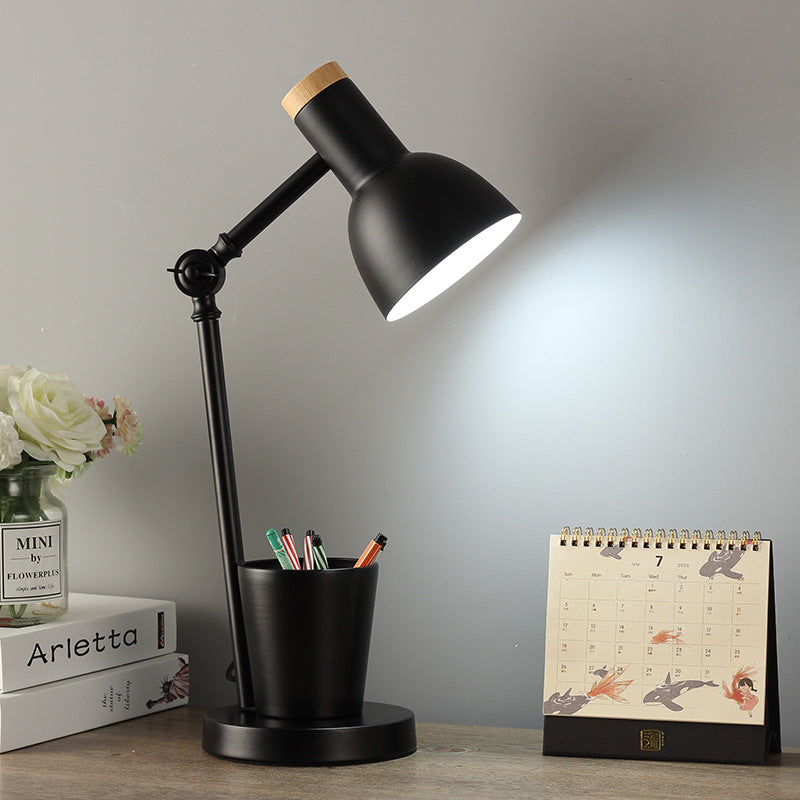 Contemporary Nordic Dome Iron Solid Wood Table Lamp - 1-Light for Bedroom