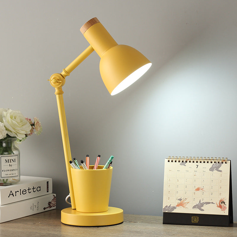 Contemporary Nordic Dome Iron Solid Wood Table Lamp - 1-Light for Bedroom