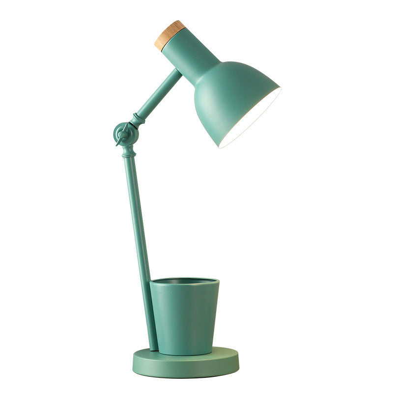 Contemporary Nordic Dome Iron Solid Wood Table Lamp - 1-Light for Bedroom